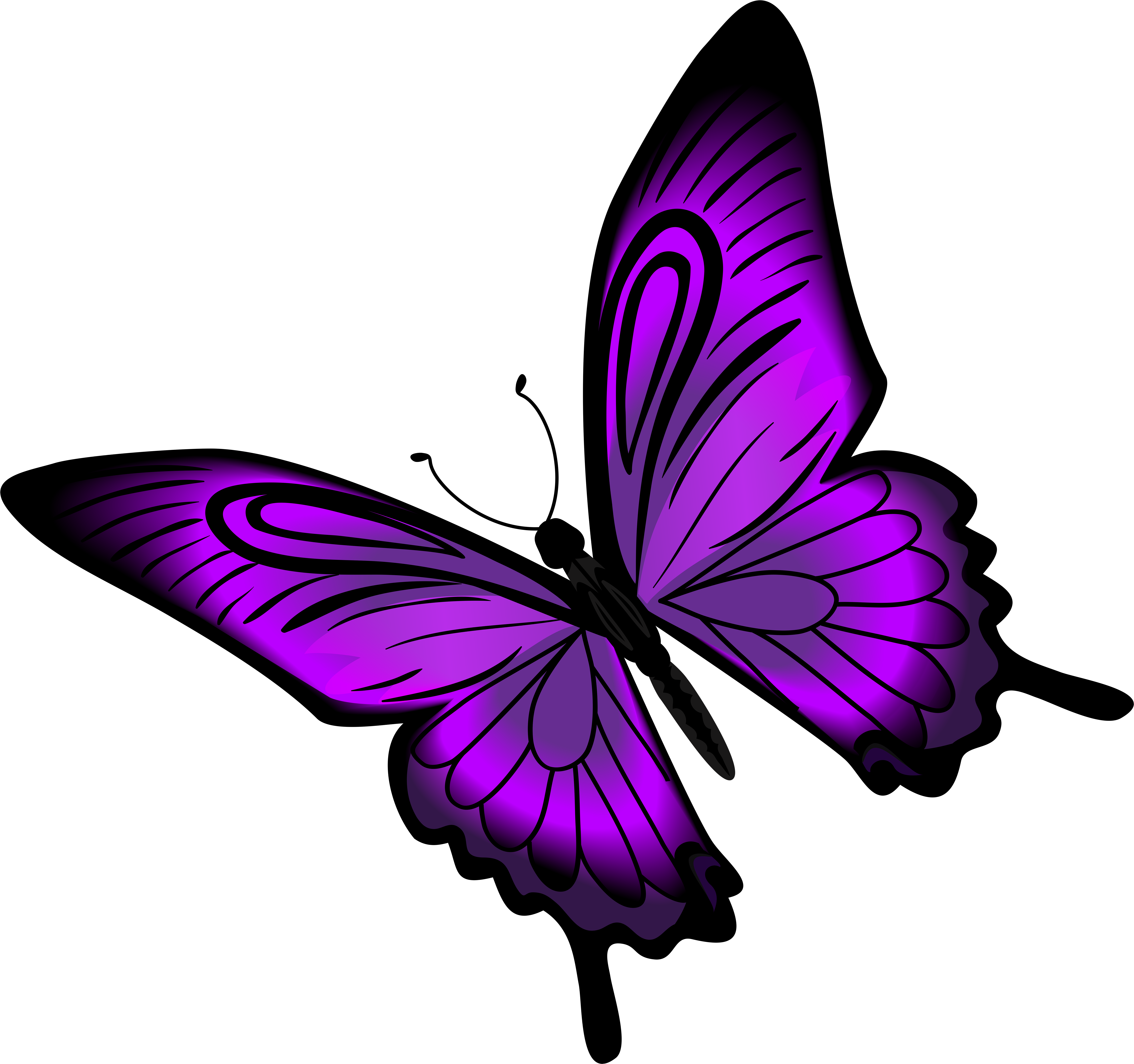 Vibrant Purple Butterfly Illustration PNG with transparent background