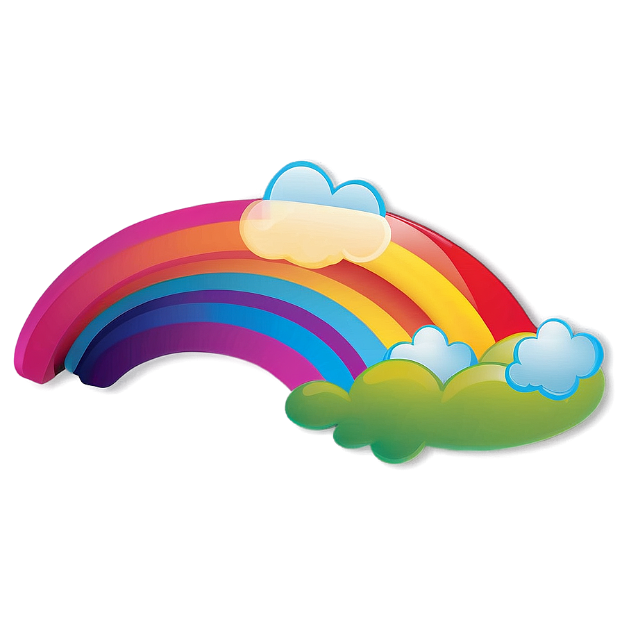 Vibrant Rainbow With Clouds Illustration Png Xnf