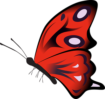 Vibrant Red Butterfly Illustration PNG with transparent background