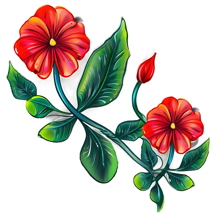 Vibrant Red Flowers Illustration Png Ruc47