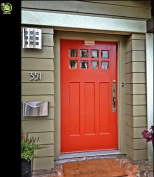 Vibrant Red Front Door Home Entrance