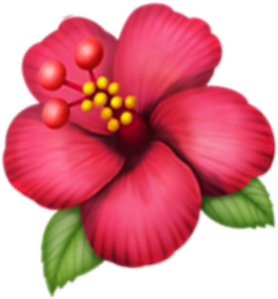 Vibrant Red Hibiscus Emoji PNG with transparent background