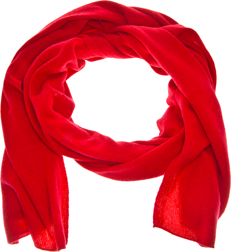 Vibrant Red Knitted Scarf PNG image with a transparent background, free high-resolution download