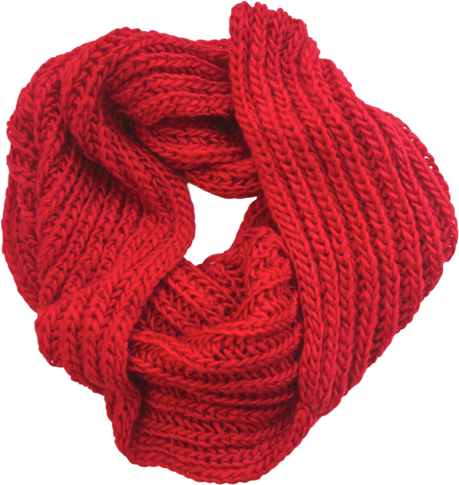 Vibrant Red Knitted Scarf PNG image with a transparent background, free high-resolution download