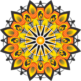 Vibrant Sun Mandala Art PNG with transparent background