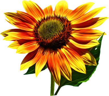 Vibrant Sunflower Artwork PNG with transparent background
