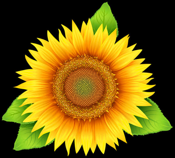 Vibrant Sunflower Black Background PNG image with a transparent background, free high-resolution download