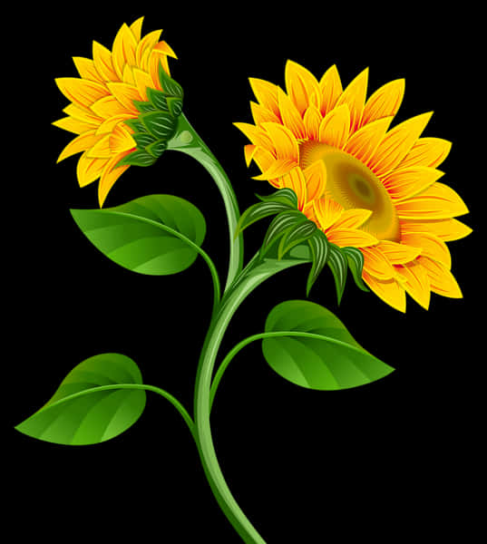 Vibrant Sunflowers Vector Illustration