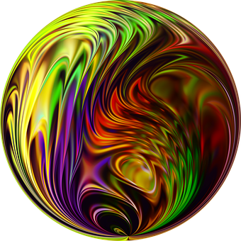 Vibrant Swirl Sphere Art PNG with transparent background