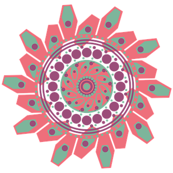 Vibrant Tealand Coral Mandala Art PNG with transparent background