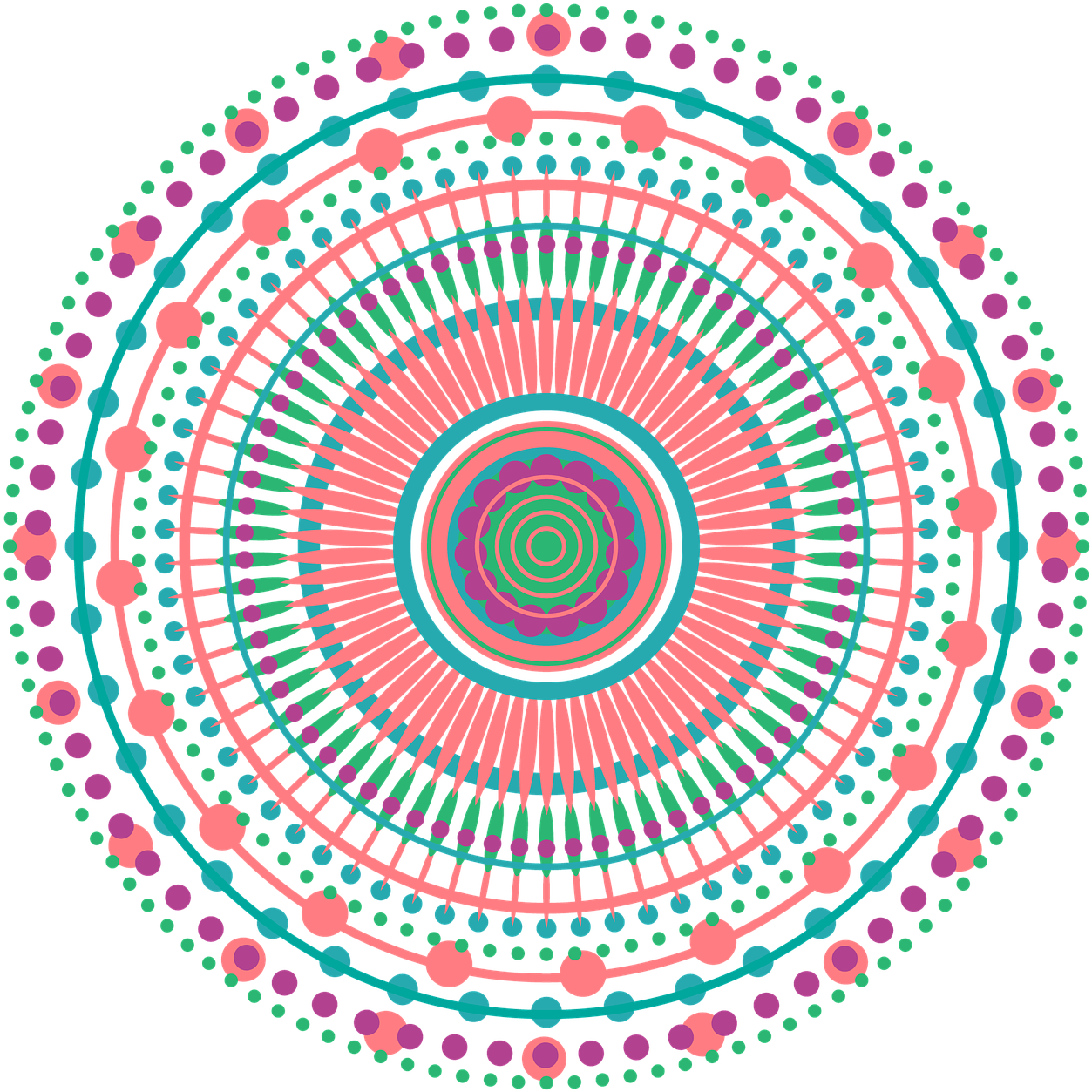 Vibrant Tealand Pink Mandala