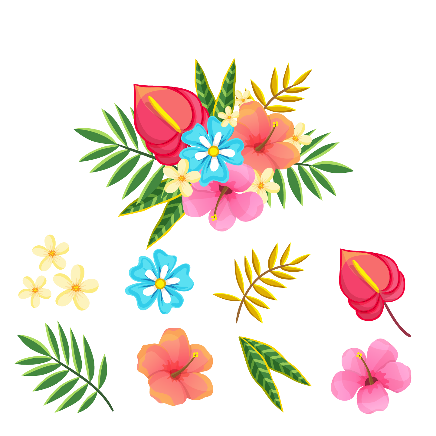 Transparent Watercolour Clipart - Tropical Flowers Vector Png, Png Download PNG with transparent background