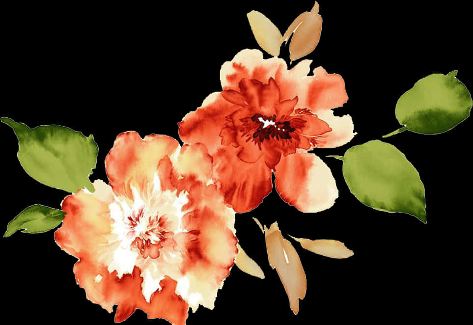 Clip Transparent Download Watercolour Flowers Paper - Transparent Background Orange Watercolor Flowers Png, Png Download PNG with transparent background