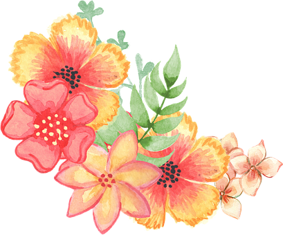 Vibrant Watercolor Floral Arrangement PNG with transparent background