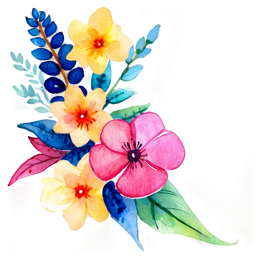 Vibrant Watercolor Floral PNG 48 PNG with transparent background