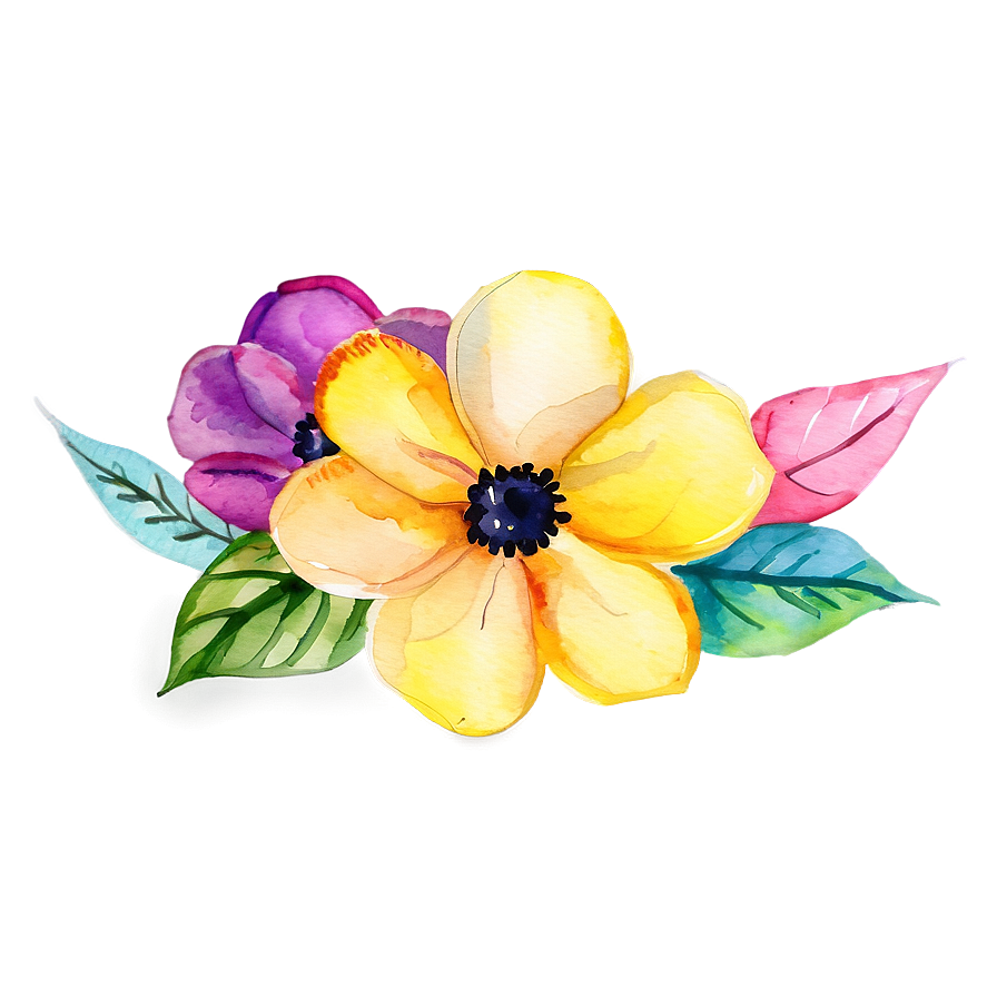 Vibrant Watercolor Flowers Png 36