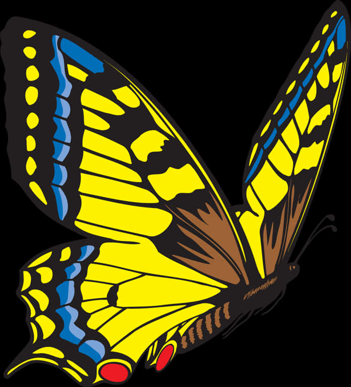 Vibrant Yellow Butterfly Illustration