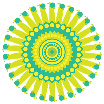 Vibrant Yellow Green Mandala Art