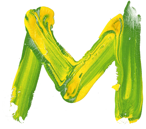 Vibrant Yellow Green Painted Letter M