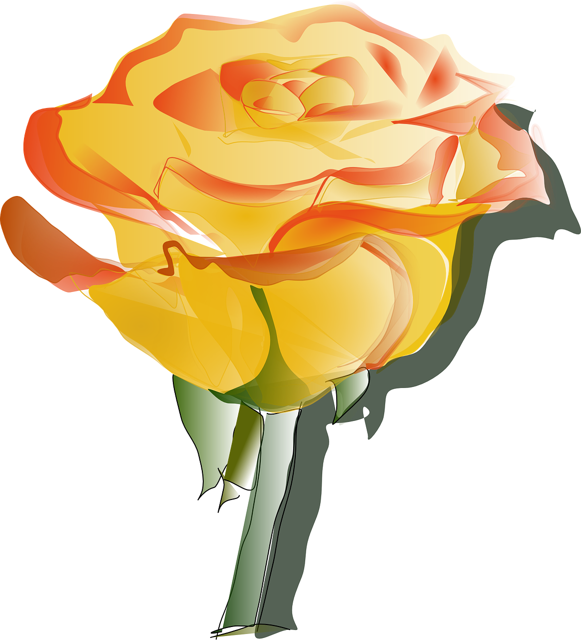 Vibrant Yellow Rose Illustration