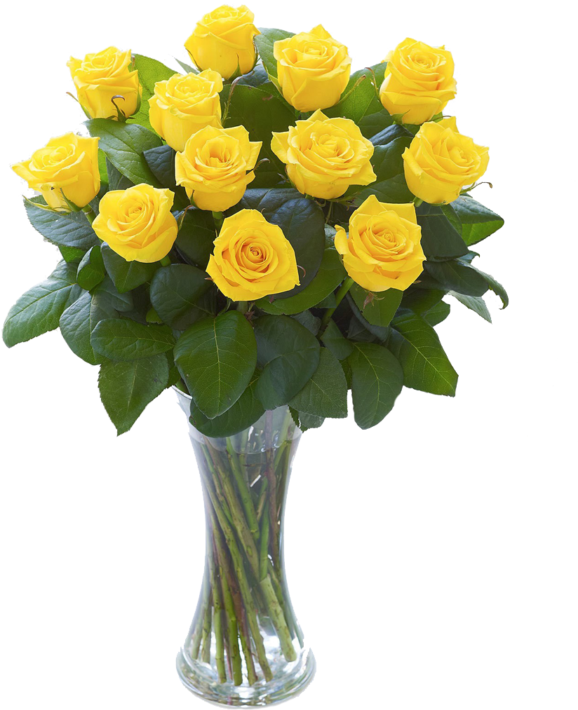 Vibrant Yellow Rosesin Vase