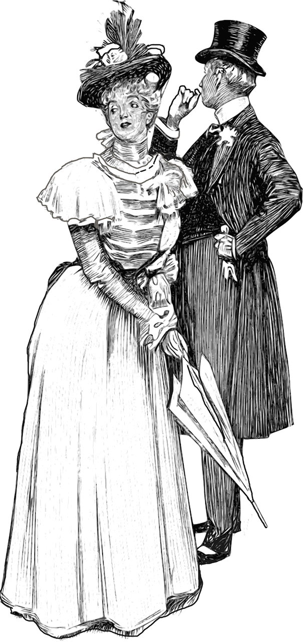 Victorian Couple Fashion Illustration