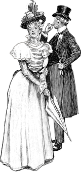 Victorian Era Couple Illustration PNG with transparent background