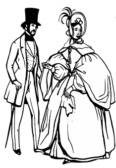 Victorian Era Couple Illustration PNG with transparent background