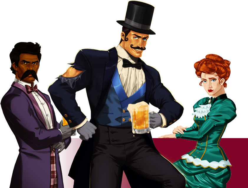 Victorian Era Gentlemenand Lady PNG with transparent background