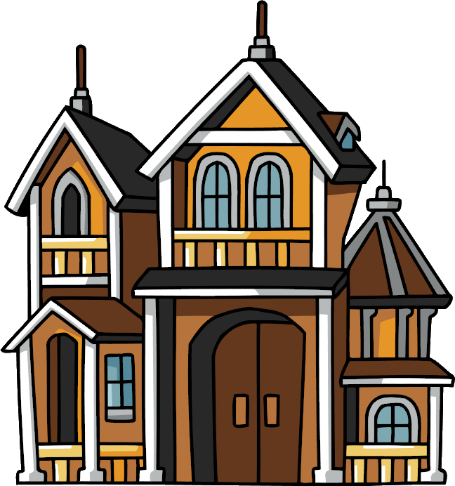 Victorian Style Cartoon Mansion PNG with transparent background