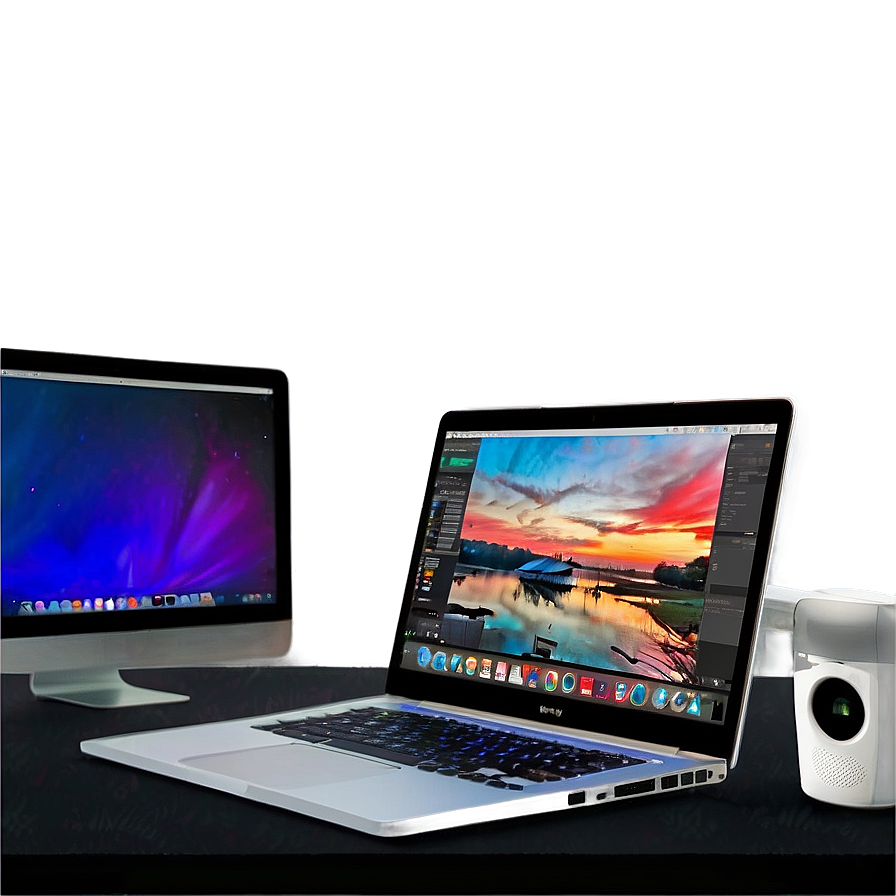Video Editing Laptop Setup PNG 24 PNG with transparent background
