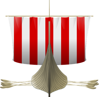 Viking Ship Sailand Oars PNG with transparent background