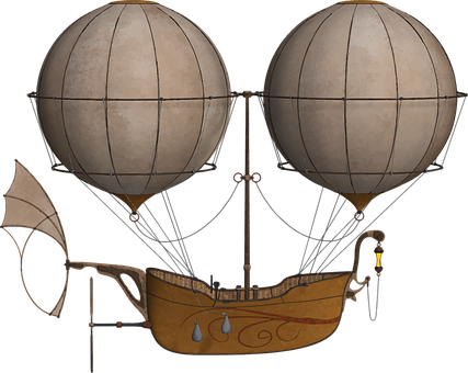 Vintage Airship Illustration PNG with transparent background