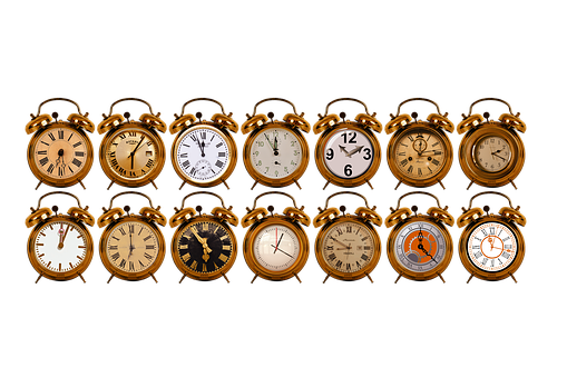 Vintage Alarm Clocks Collection PNG with transparent background