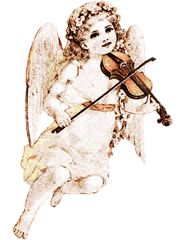 Vintage Angel Playing Violin PNG with transparent background