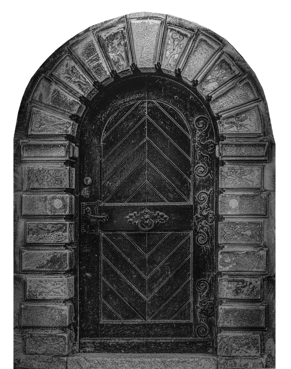 Vintage Arch Top Door PNG image with a transparent background, free high-resolution download
