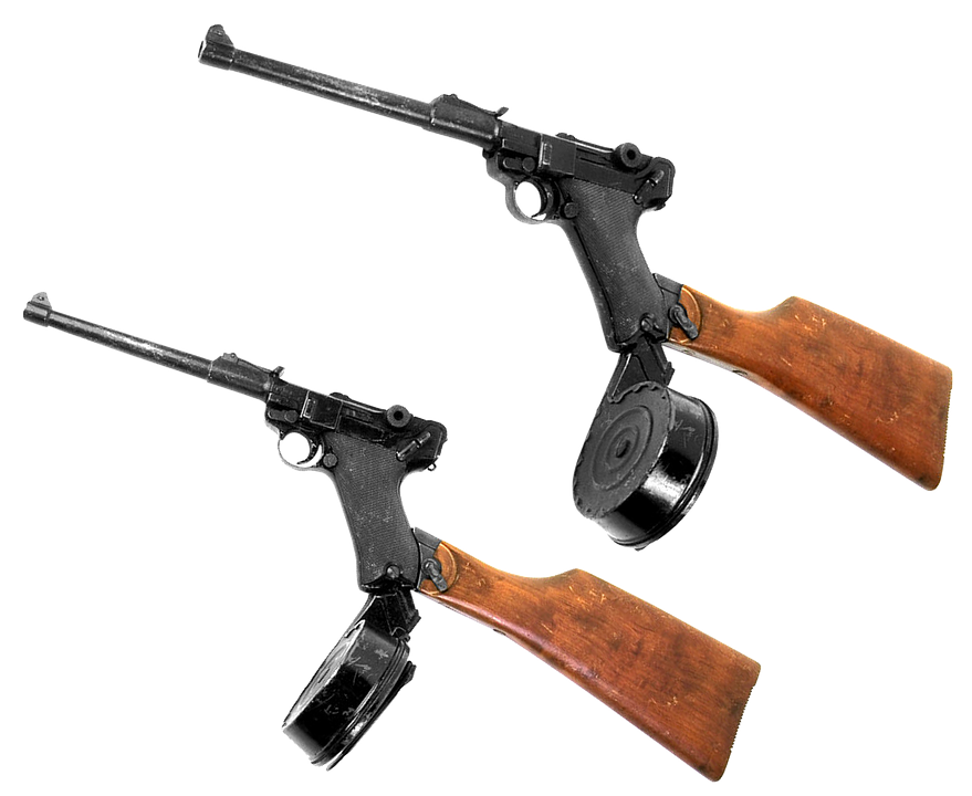 Vintage Artillery Luger Pistols PNG with transparent background