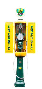 Vintage B P Gas Pump PNG with transparent background