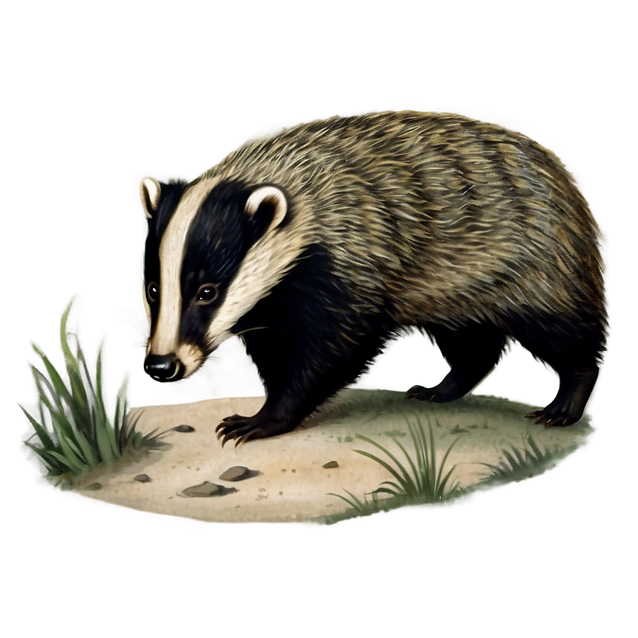 Vintage Badger Engraving Png Upi93