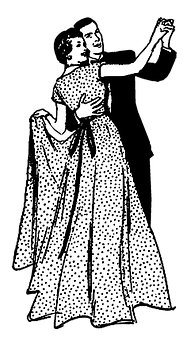 Vintage Ballroom Dance Illustration PNG with transparent background