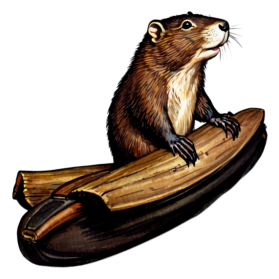 Vintage Beaver Drawing Png 05242024