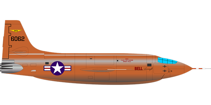 Vintage Bell X1 Aircraft Illustration PNG with transparent background