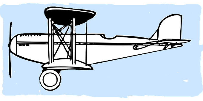 Vintage Biplane Illustration PNG with transparent background