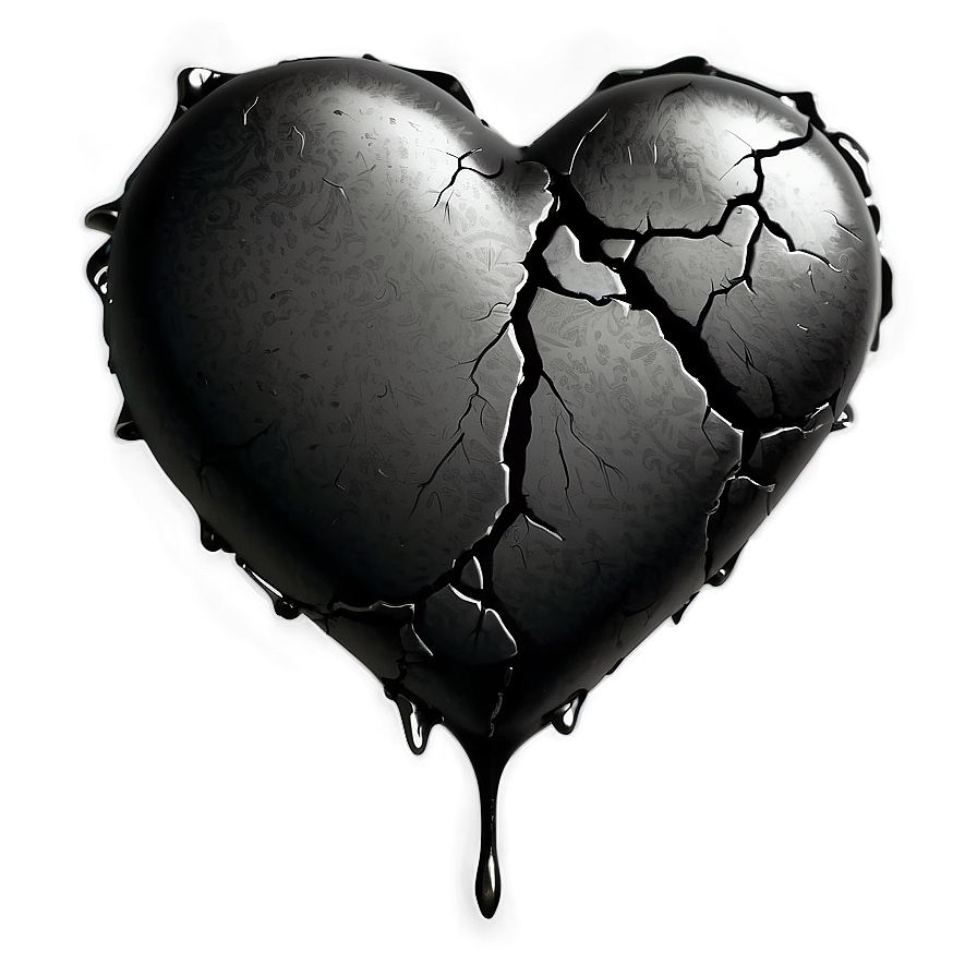 Vintage Black Broken Heart Png Yxx51