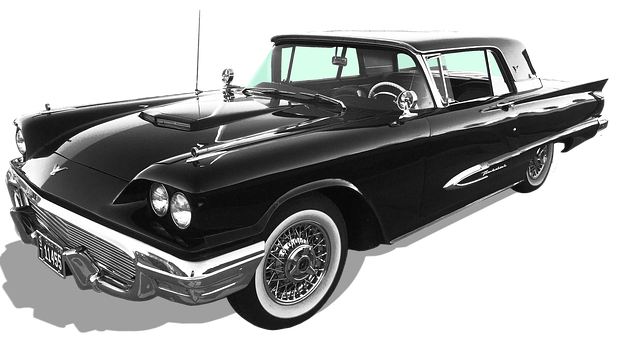 Vintage Black Cadillac Side View PNG with transparent background