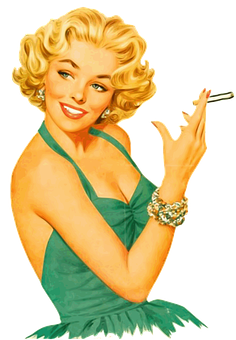 Vintage Blonde Pinup Girl Smoking