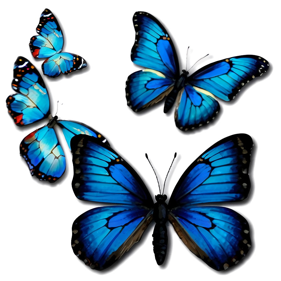 Vintage Blue Butterflies Png Hwj