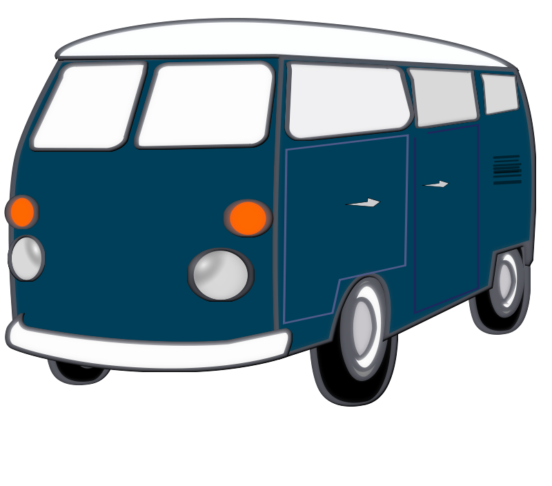 Vintage Blue Van Illustration PNG with transparent background