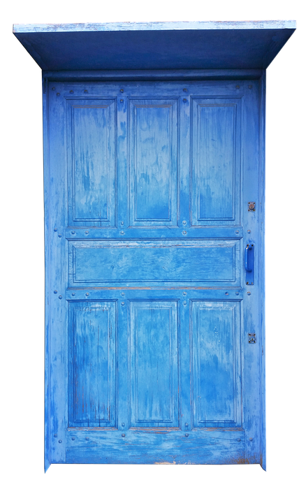 Vintage Blue Wooden Door PNG image with a transparent background, free high-resolution download