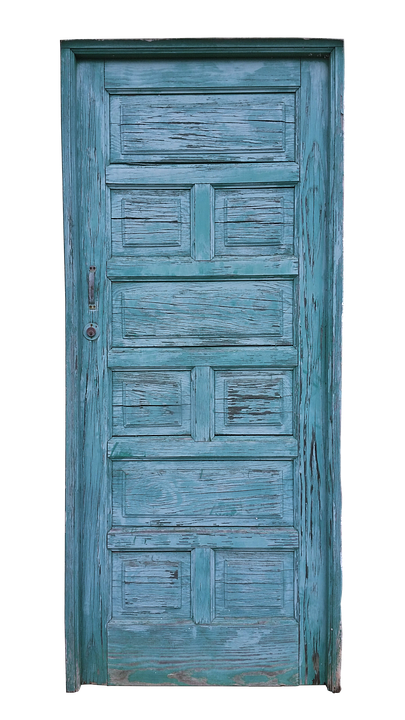 Vintage Blue Wooden Door PNG image with a transparent background, free high-resolution download